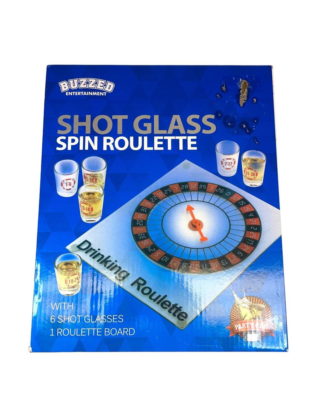 Buzzed Entertainment Shot Glass Spin Roulette Drinking Game Set– New with Box